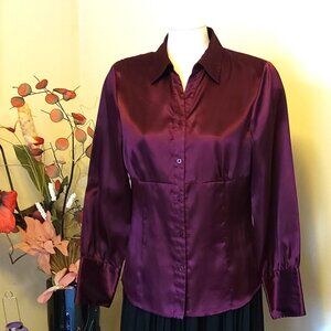 Preowned Nygard Collection Blouse Wine Red Burgundy Long Sleeve Women’s Shirt 10